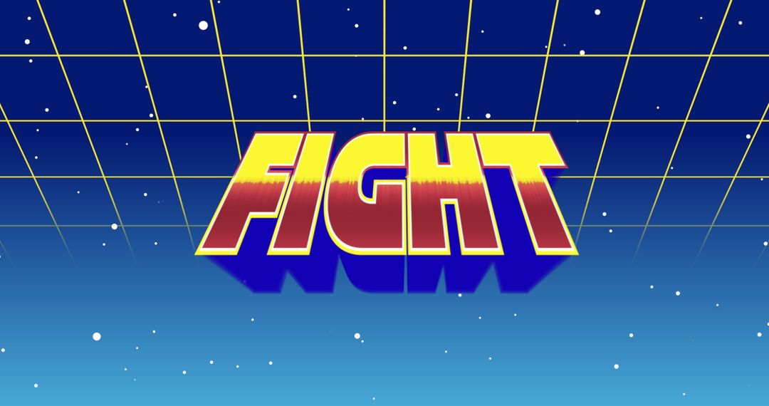 Retro Digital Fight Sign in Futuristic Space Setting