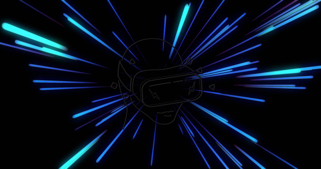 Neon Lights Emanating from VR Headset in Digital Realm