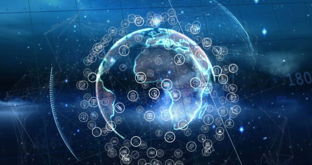 Global Digital Network Concept with Connected Icons