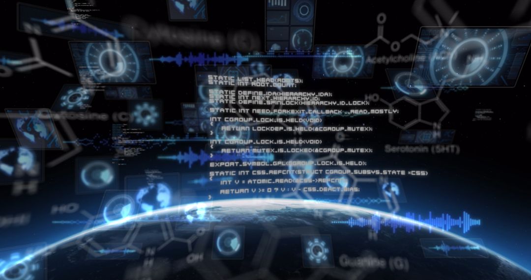 futuristic digital interface with global data streams and codes - Free Images, Stock Photos and Pictures on Pikwizard.com
