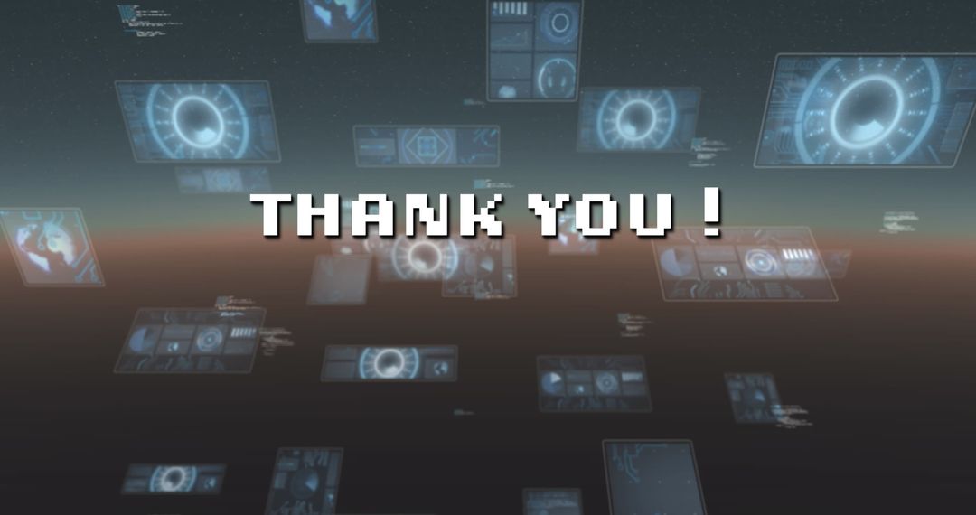Futuristic Thank You Message in Digital Abstract Space