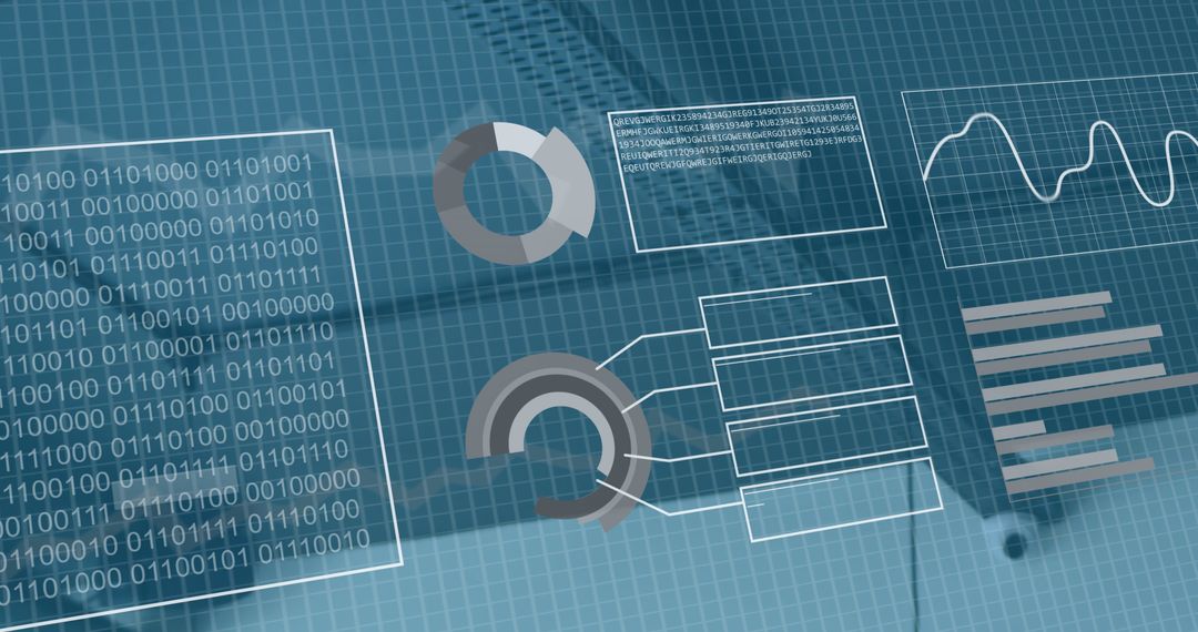 Abstract Digital Data Visualization with Binary Code and Graphs - Free Images, Stock Photos and Pictures on Pikwizard.com