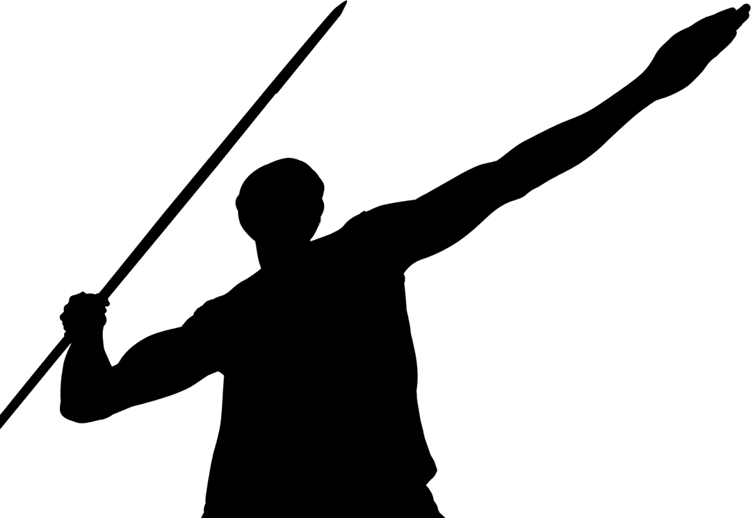 PNG Silhouette of Male Javelin Thrower on Transparent Background