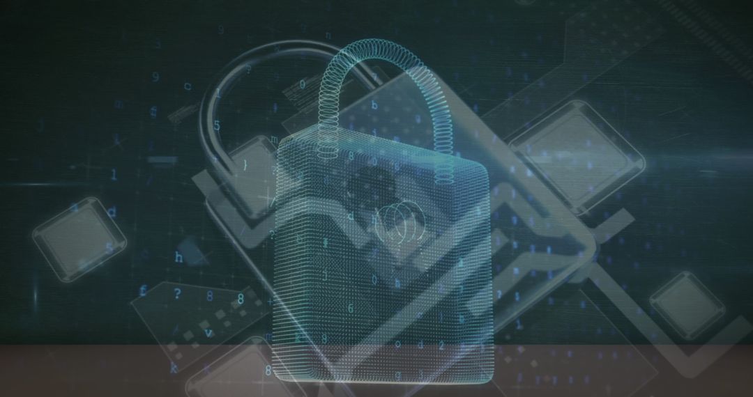 Digital Padlock Icon Securing Digital Data at Network Interface