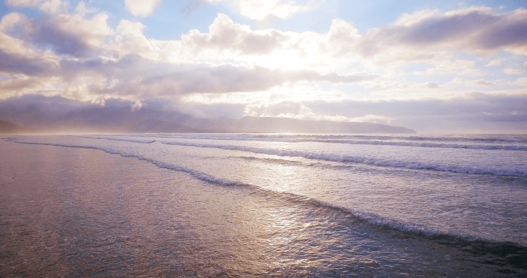 Tranquil Seascape Transparent Waters and Sunset Clouds