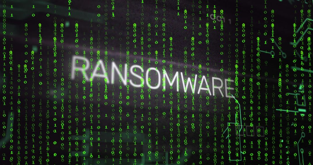 Ransomware Cyber Threat Over Binary Code and Circuits - Free Images, Stock Photos and Pictures on Pikwizard.com