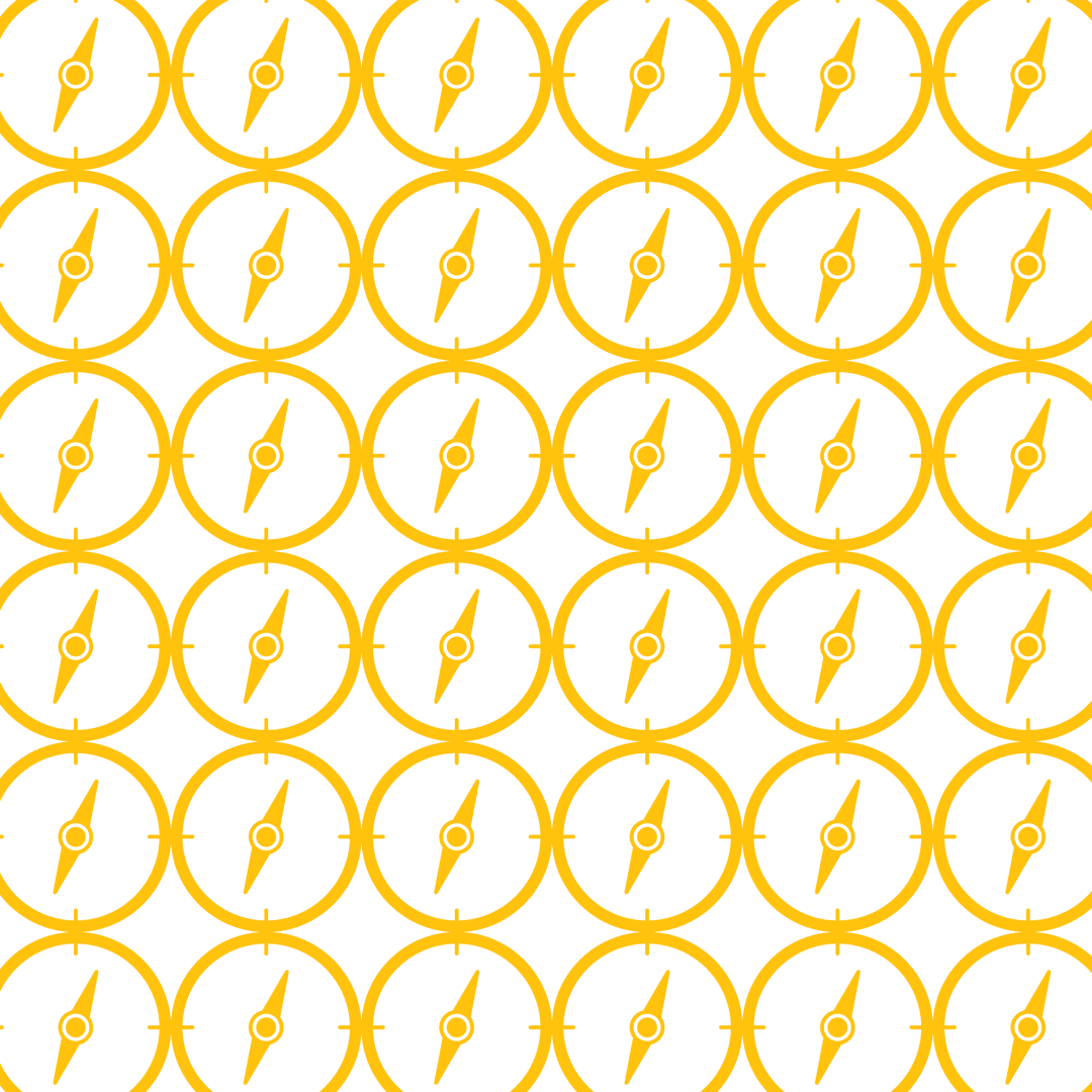 Seamless Yellow Compass Pattern on Transparent Background