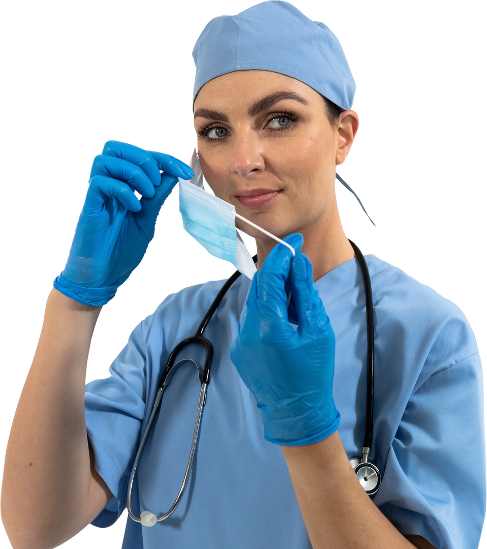 Transparent Background Healthcare Worker Putting On Mask - Download Free Stock Images Pikwizard.com