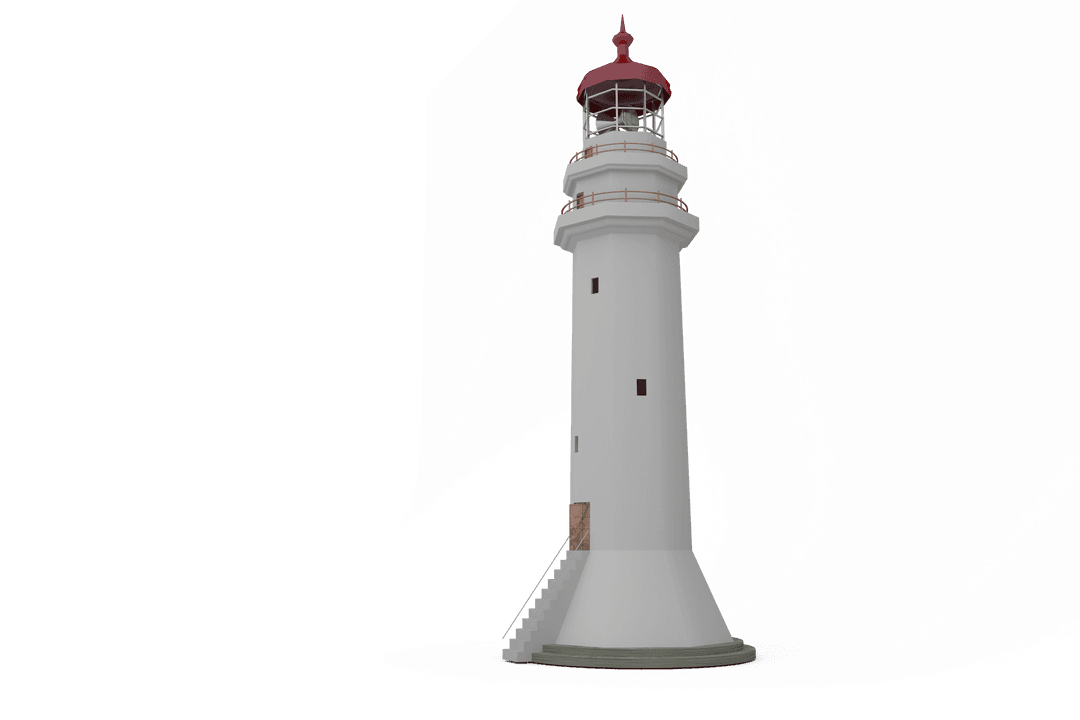 Isolated White Lighthouse on Transparent Background