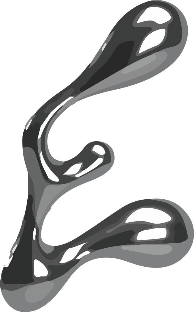 Futuristic Metallic Fluid Sculpture on Transparent Background