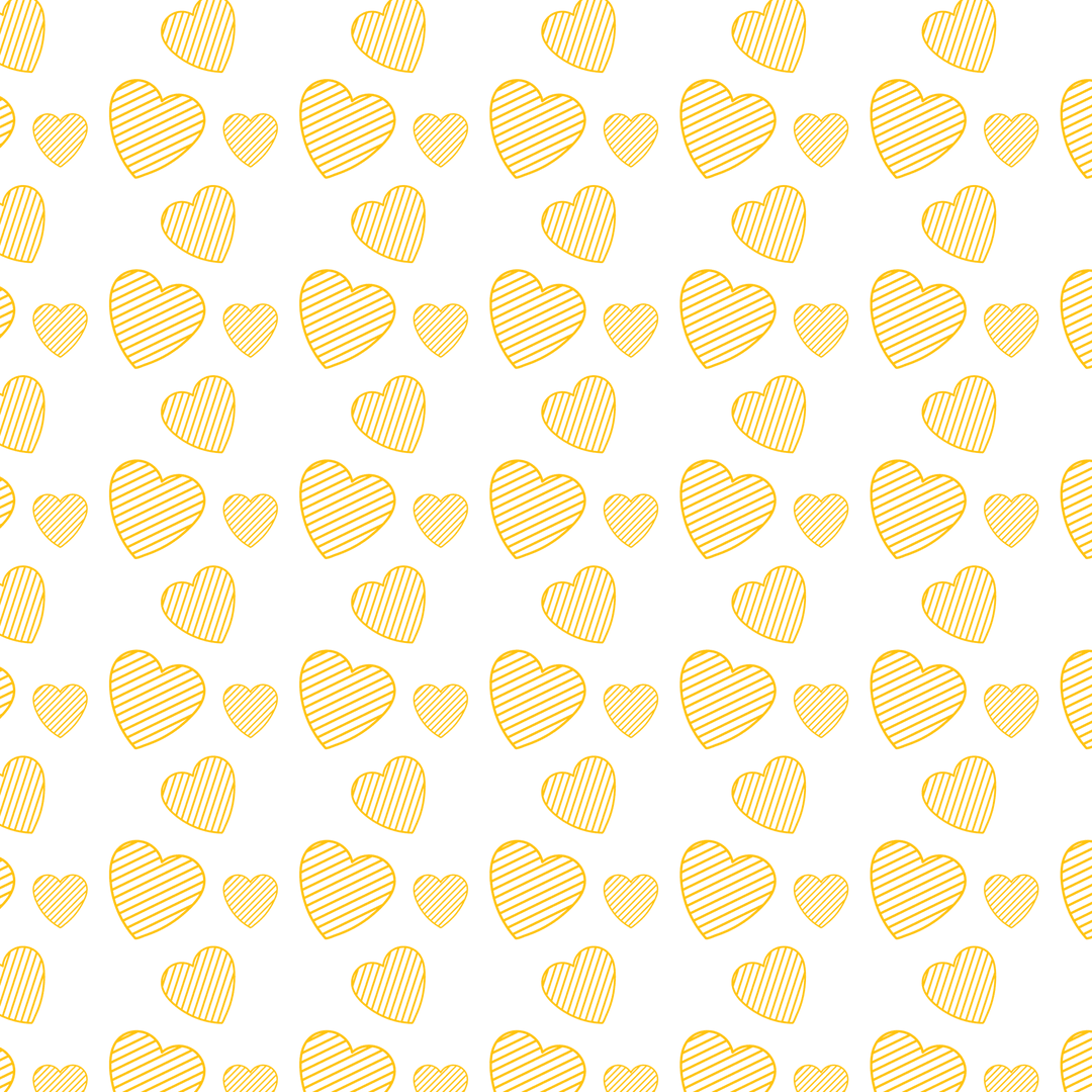 Yellow Hearts Pattern on Transparent Background for Valentine's Celebration