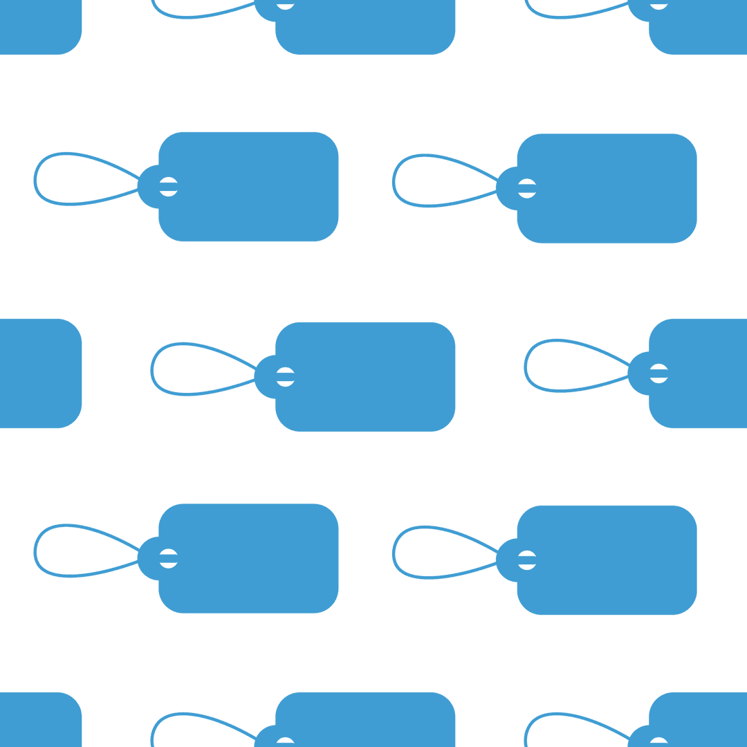 Blue Tags Pattern on Transparent Background Vector Illustration