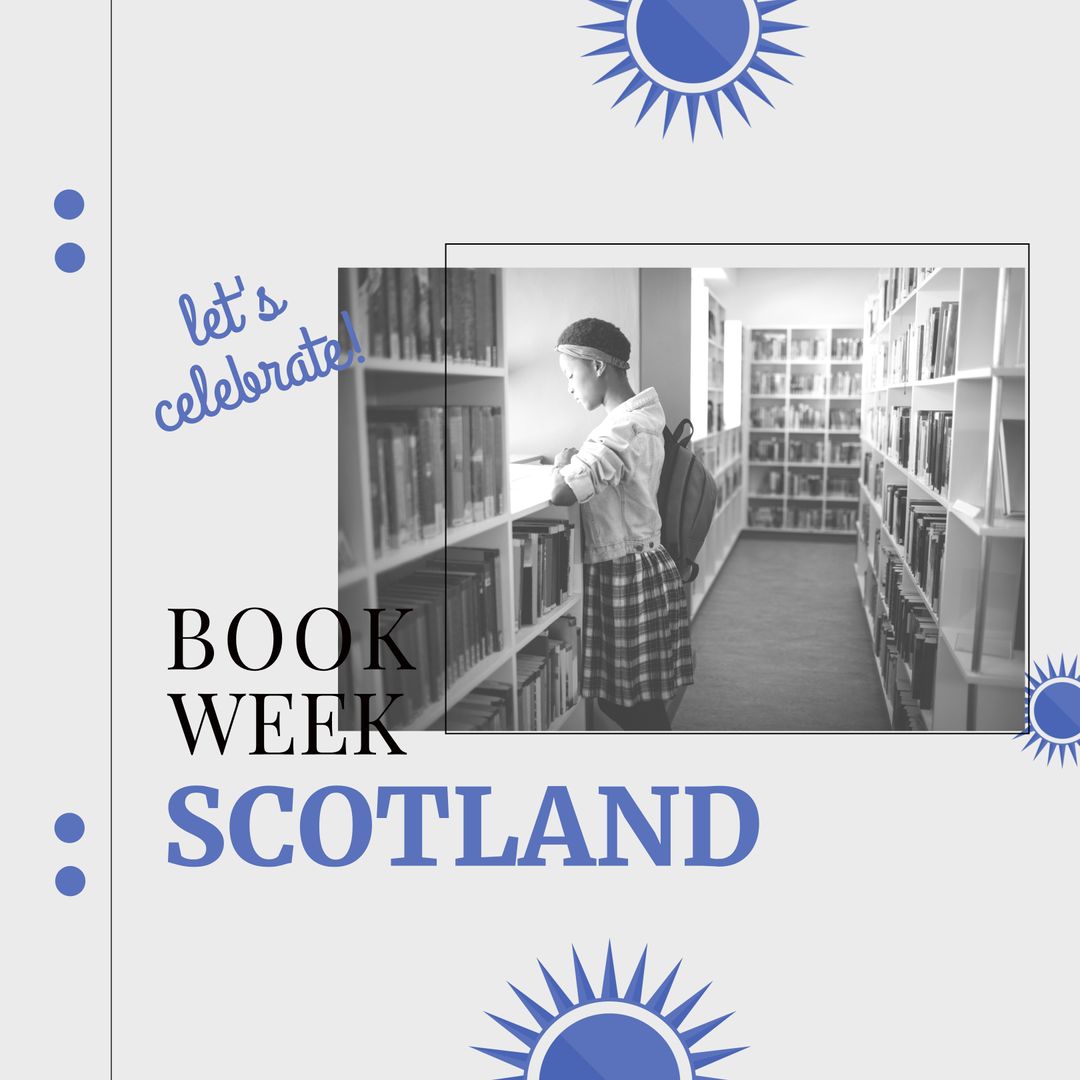 African American Student Celebrates Book Week Scotland in Library