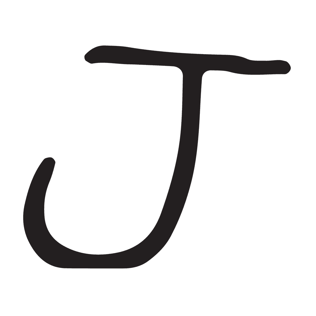 Digital J Letter Design on Transparent Background