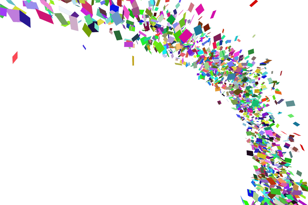 Colorful Abstract Confetti Wave on Transparent Background