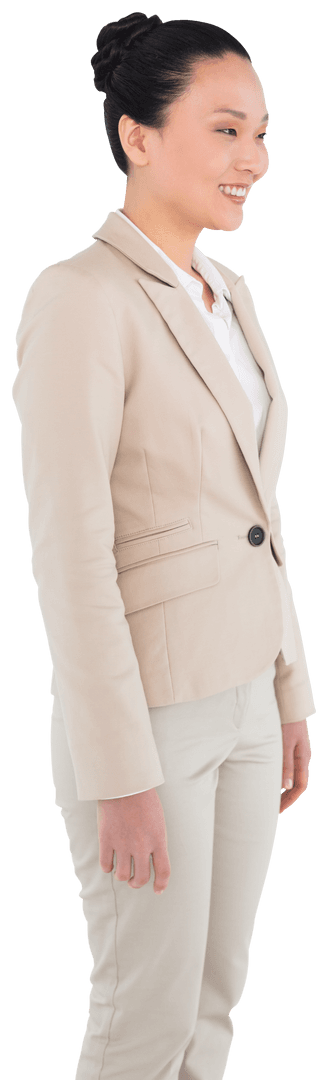 Businesswoman Smiling with Relaxed Suit on Transparent Background