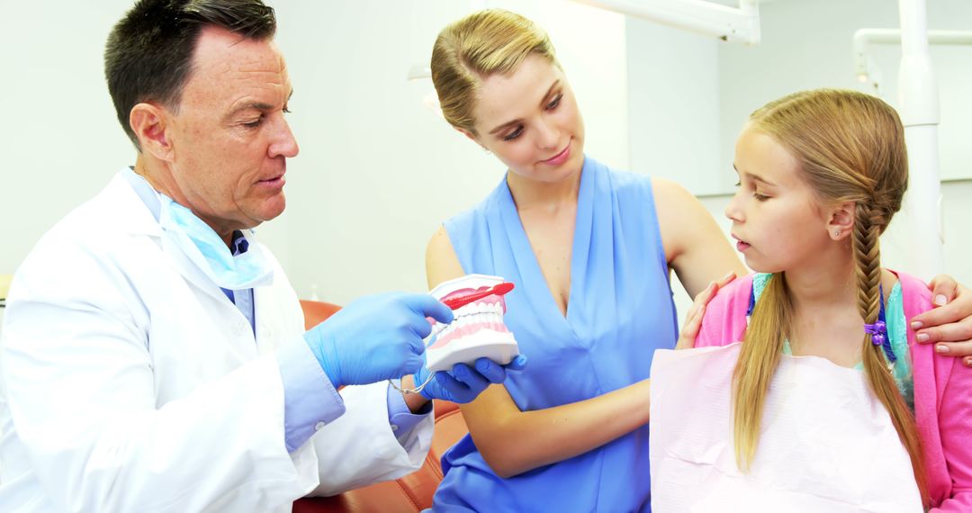 Dentist Educating Young Patient About Dental Care - Free Images, Stock Photos and Pictures on Pikwizard.com