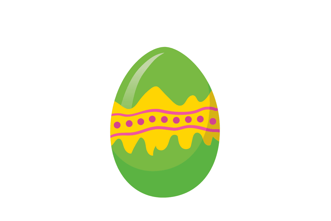 Transparent Easter Egg with Green and Yellow Patterns