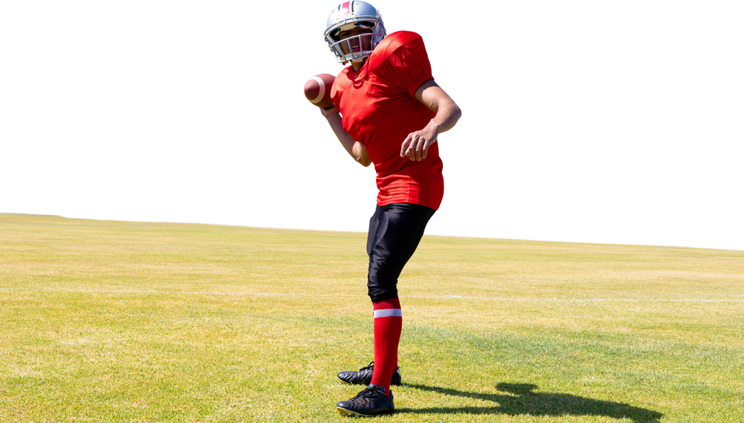 American Football Player on Sports Field Demonstrating Ready Stance, Transparent Background - Download Free Stock Images Pikwizard.com