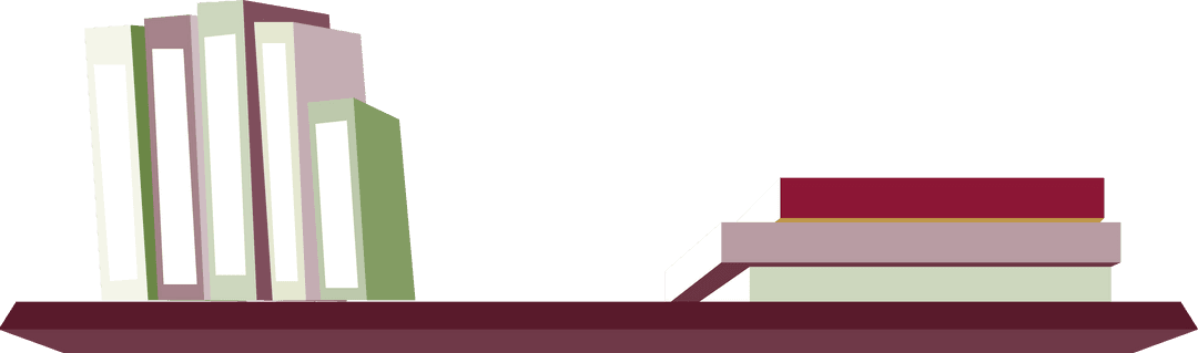 Transparent Books on Shelf Illustration with Sophisticated Design