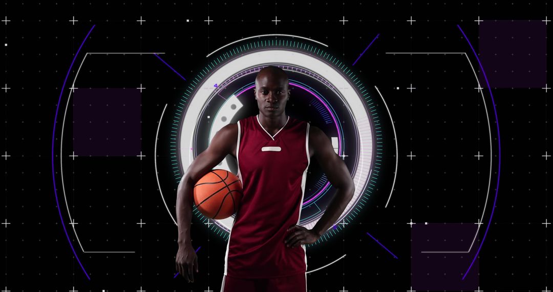 Basketball Player in Futuristic Digital Interface Design - Free Images, Stock Photos and Pictures on Pikwizard.com