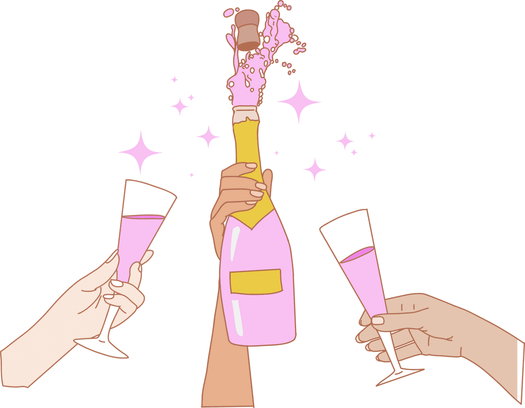 Transparent Popping Pink Champagne Celebration Vector Art