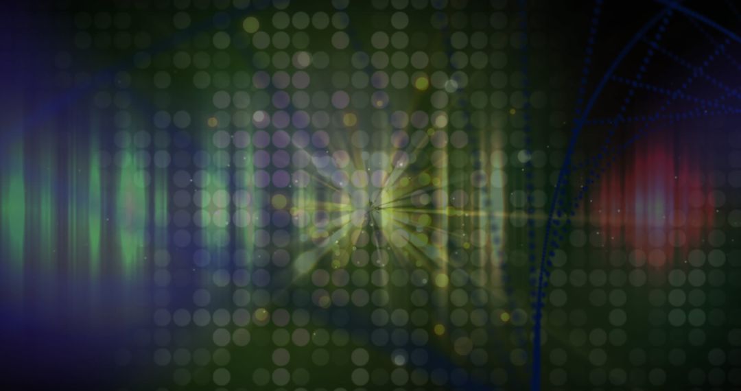 Abstract DNA Strand with Light Patterns and Digital Elements