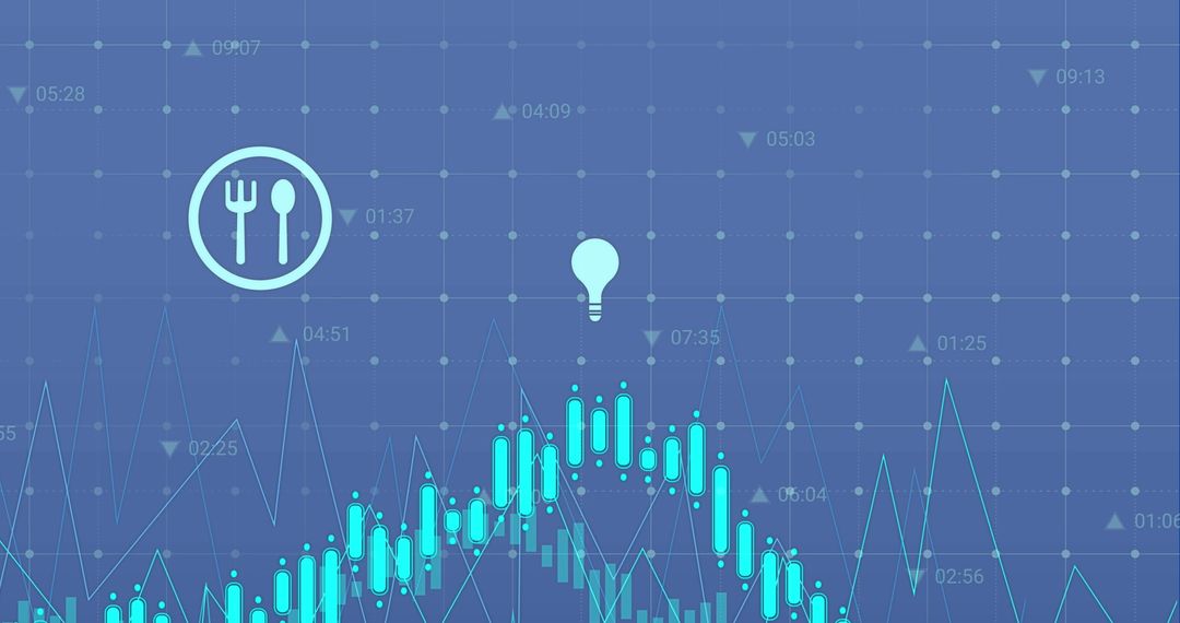 Digital Interface with Data Analysis Graphics on Blue Background