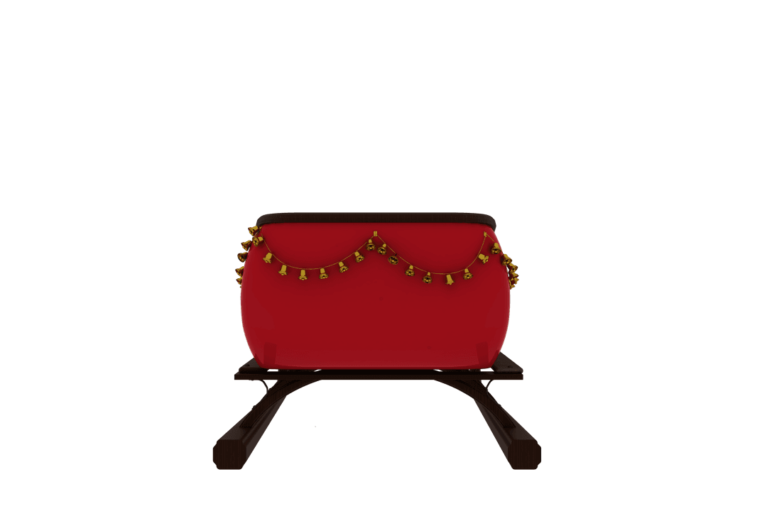 Transparent Red Christmas Sledge with Bells and Festive Decor