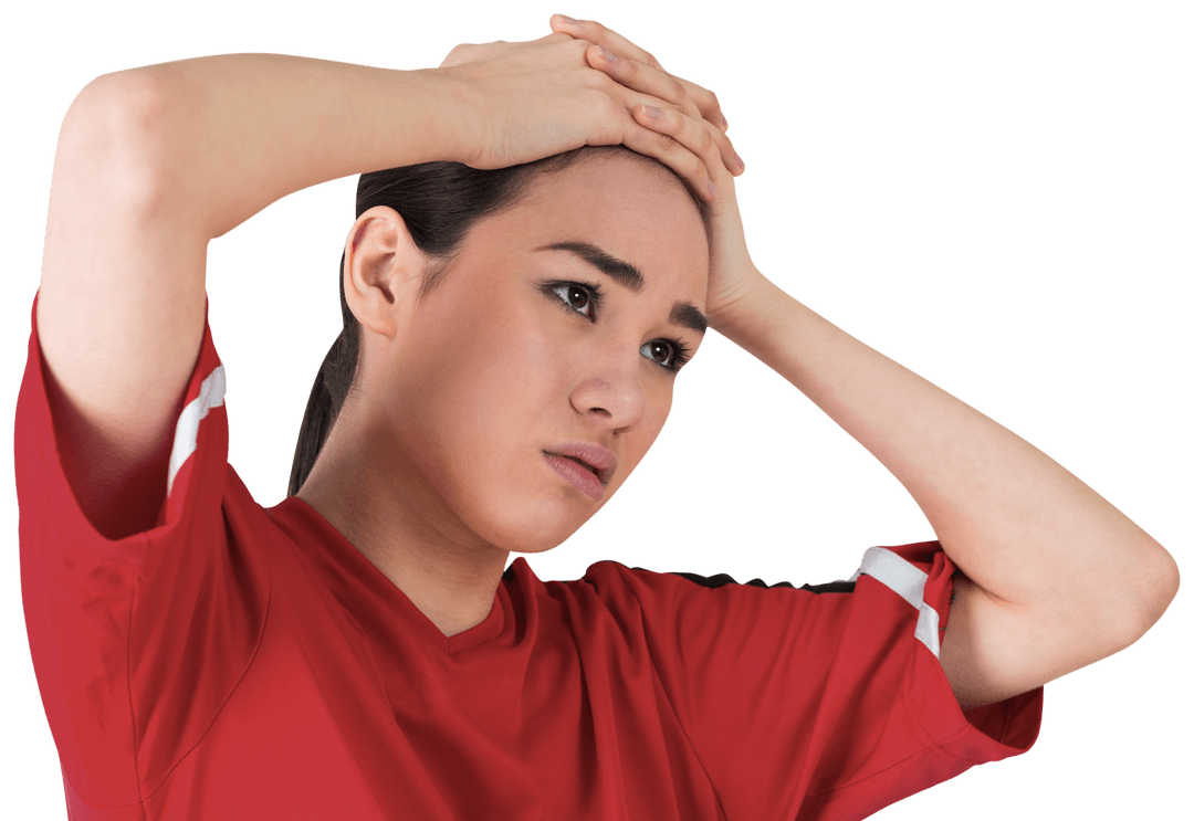 Disappointed Fan in Red Jersey with Transparent Background