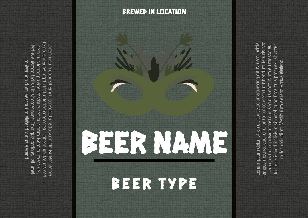 Craft Beer Label with Artistic Mask Design for Festive Events