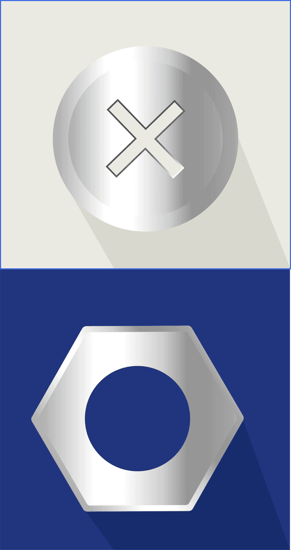 Transparent Two-Panel Industrial Screws Illustration in Minimalist Style