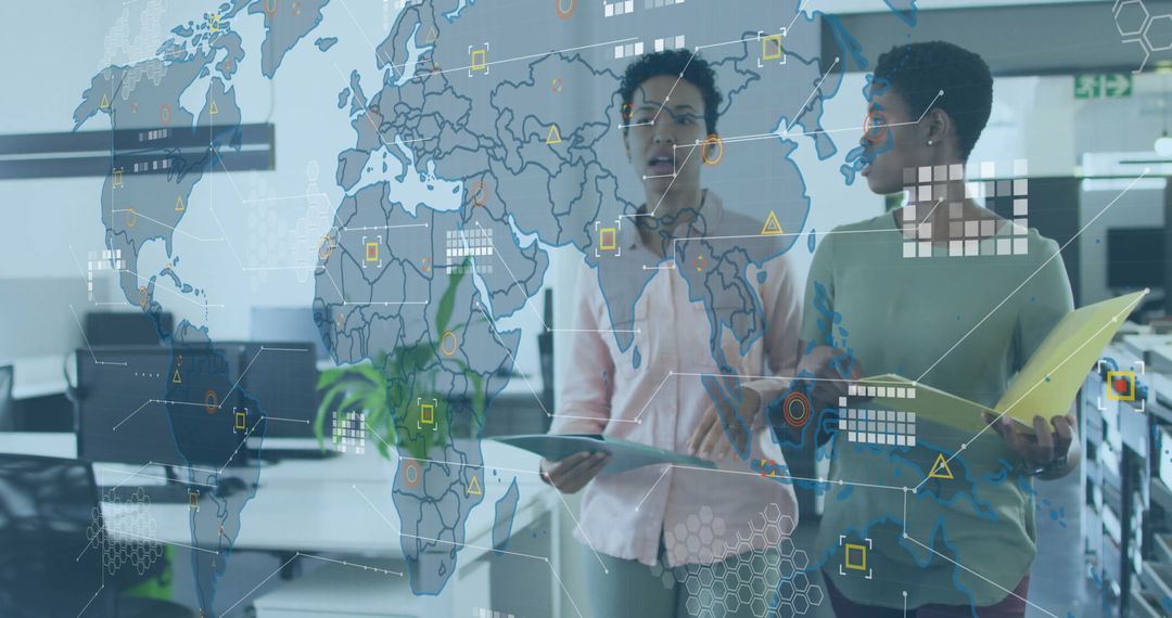 Business Team Analyzing Global Data Visualization Technologies