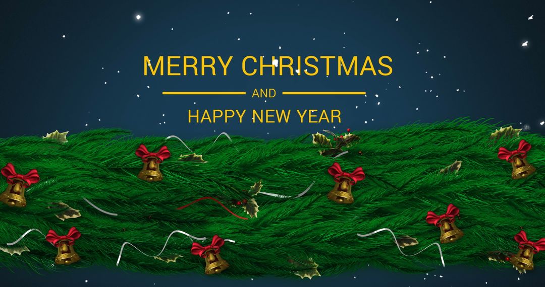 Festive Merry Christmas and Happy New Year with Falling Snowflakes