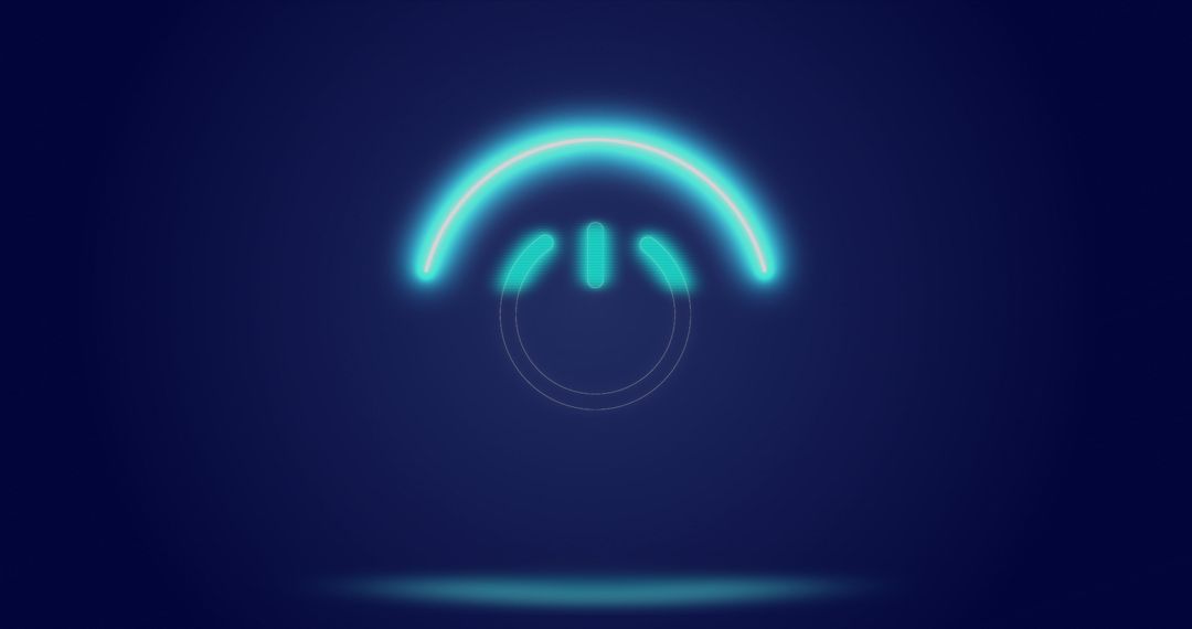 Neon Glowing Loading Circle with Power Symbol on Navy Background