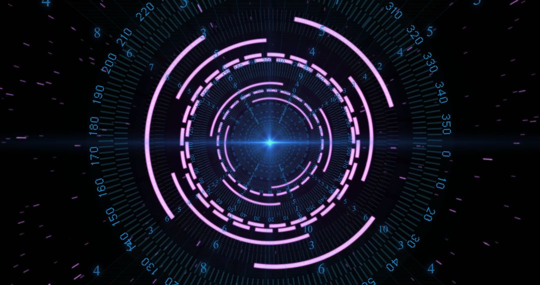 Futuristic Pink Circular Scanner with Blue Energetic Core