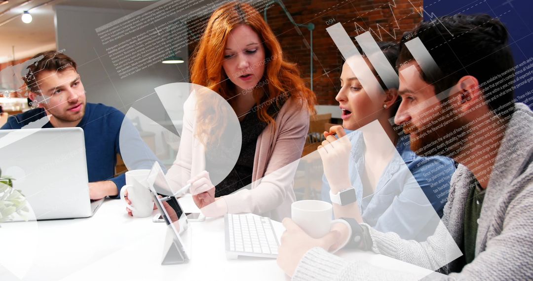 Diverse Team Analyzing Digital Financial Data Trends in Modern Office