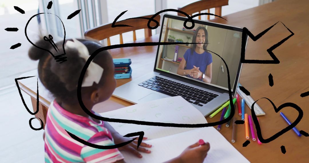 Young Student Engaging in Online Learning with Interactive Elements