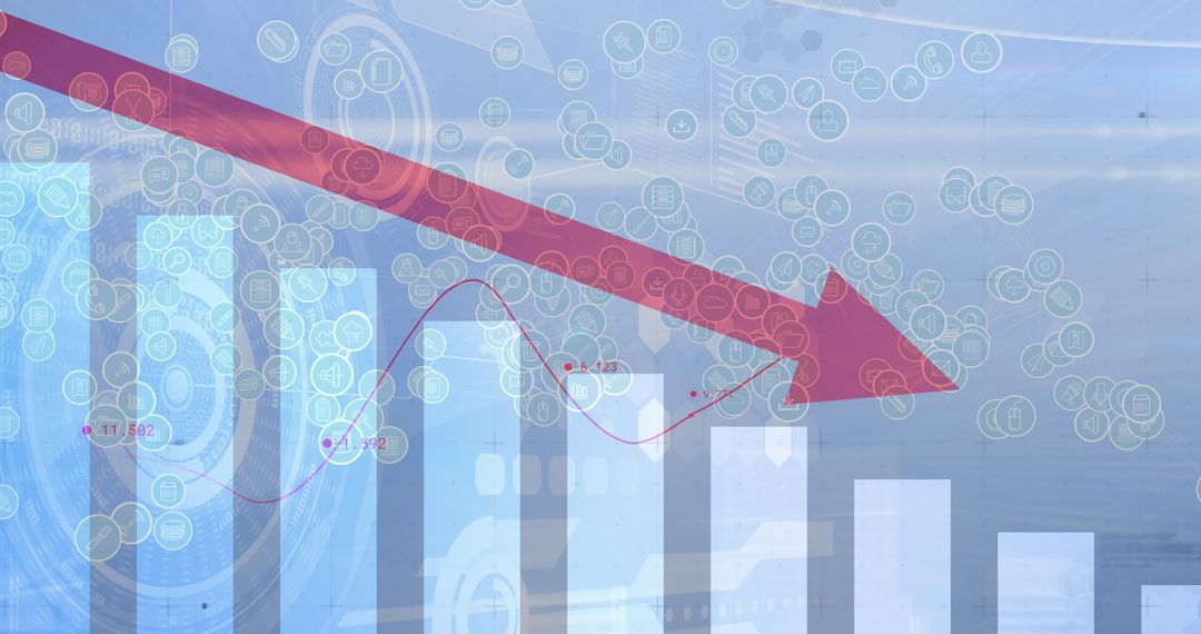 Digital Red Arrow a symbol of Financial Decline in Economy