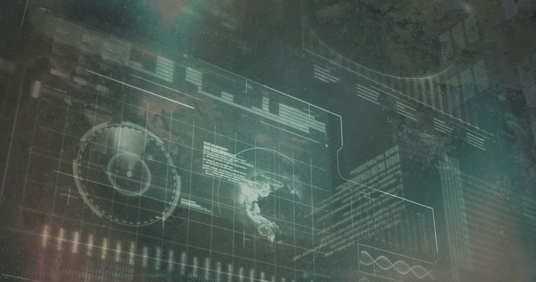 Futuristic Data Analysis Interface with Digital Displays