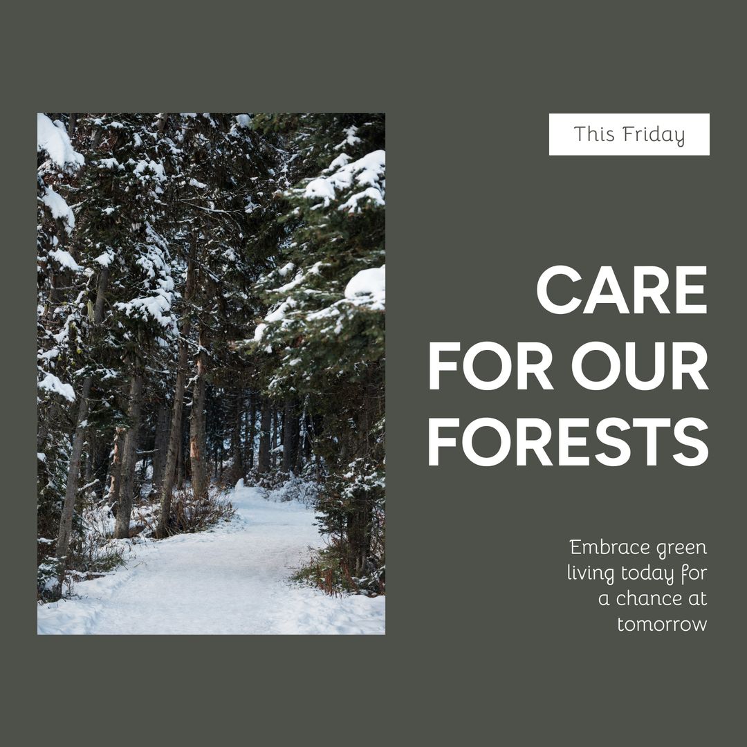 Environmental Conservation Poster with Snowy Forest - Download Free Stock Templates Pikwizard.com