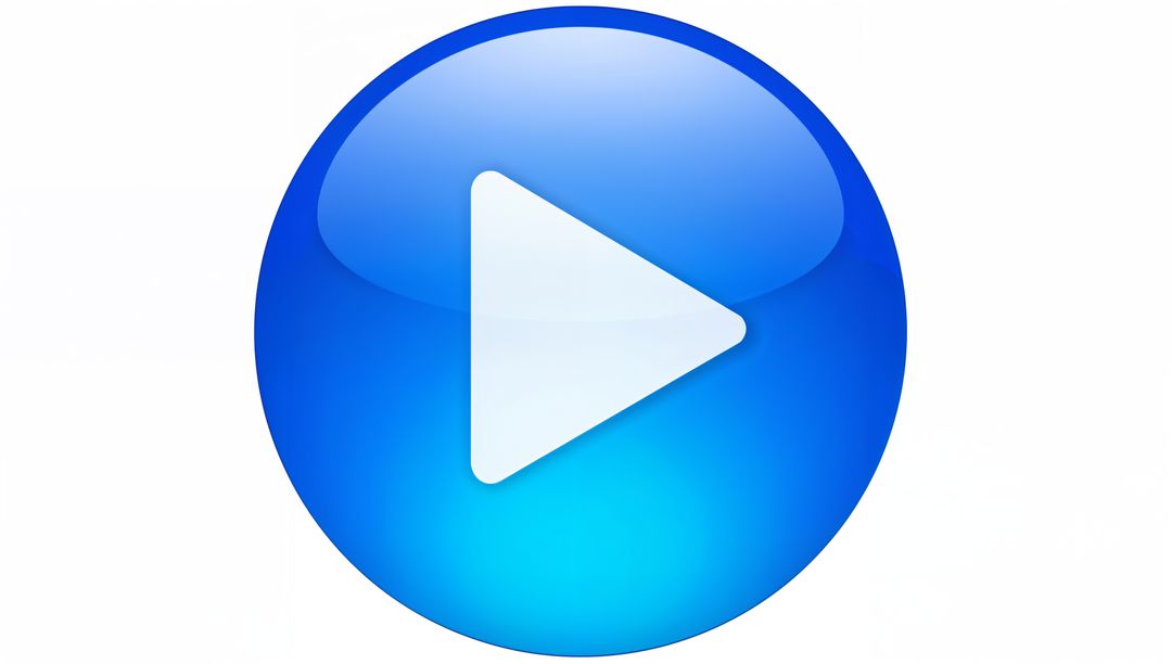 Glossy Blue Play Button Icon with White Triangle for Web App and Media Controls