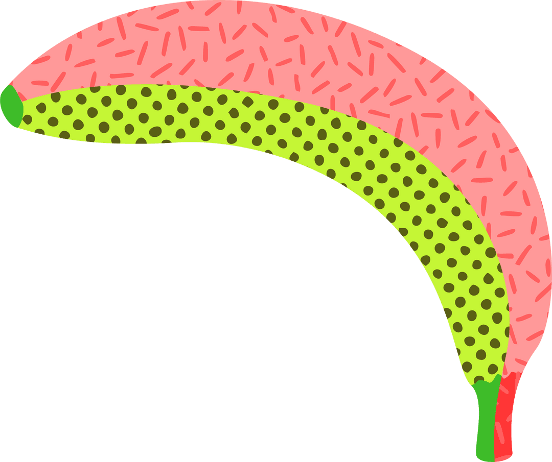 Abstract Curve Patterned with Pink Dashes, Green Dots Transparent Design