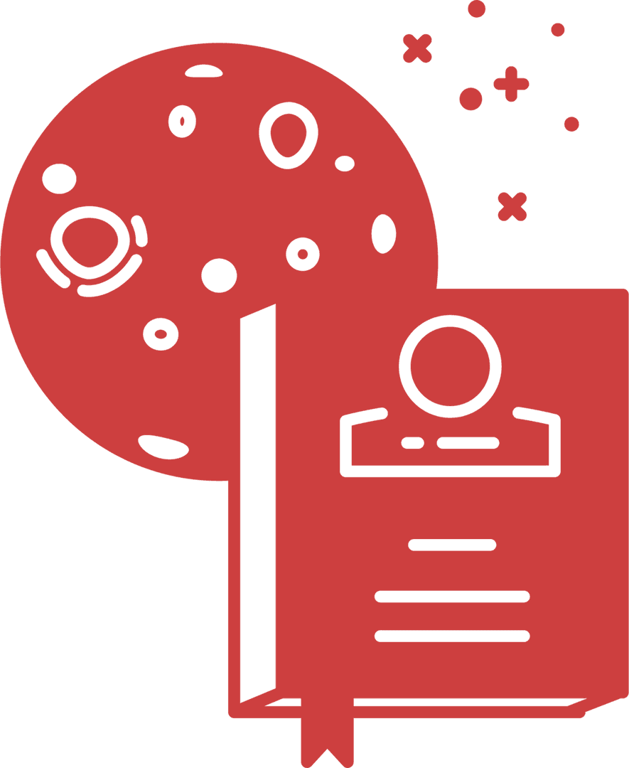 Transparent Red Book and Moon Illustration on Book Cover