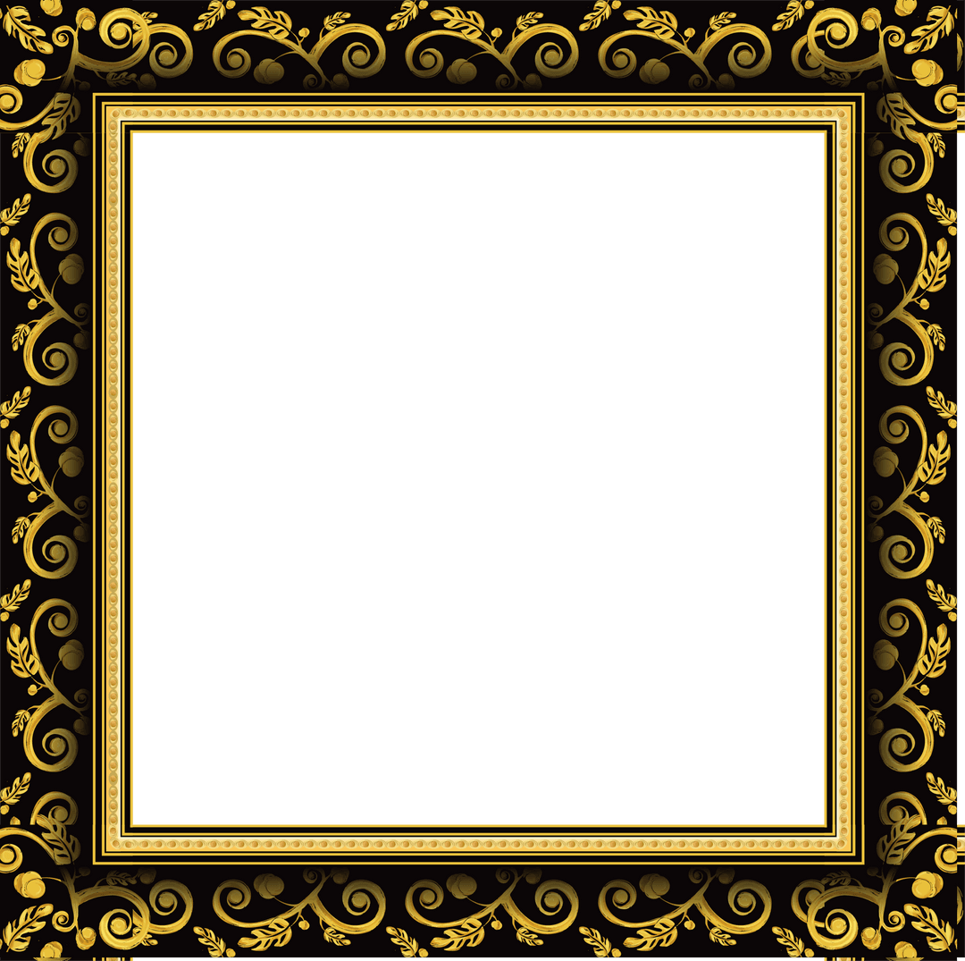 Elegant Gold Ornate Frame on Transparent Background