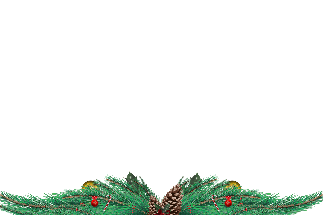 Transparent Christmas Border with Fir Branch, Pine Cone and Ornaments - Download Free Stock Images Pikwizard.com