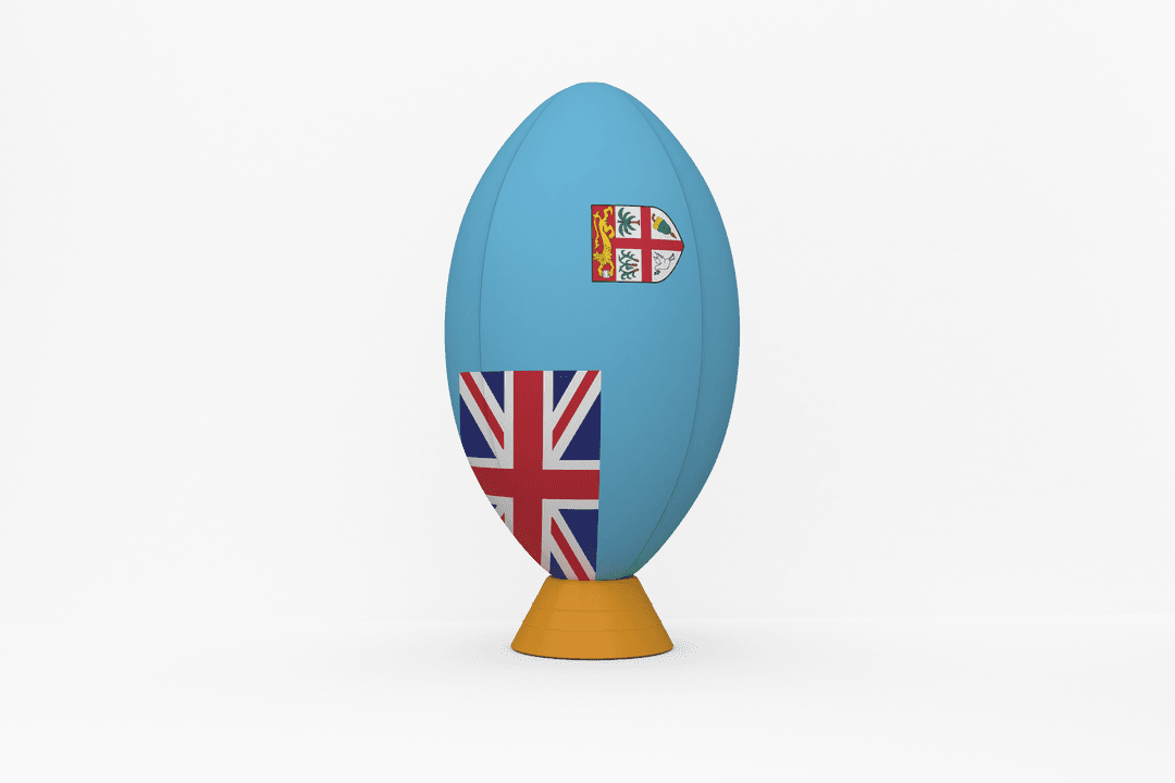Transparent Rugby Ball with UK Flag and Crest Illustration