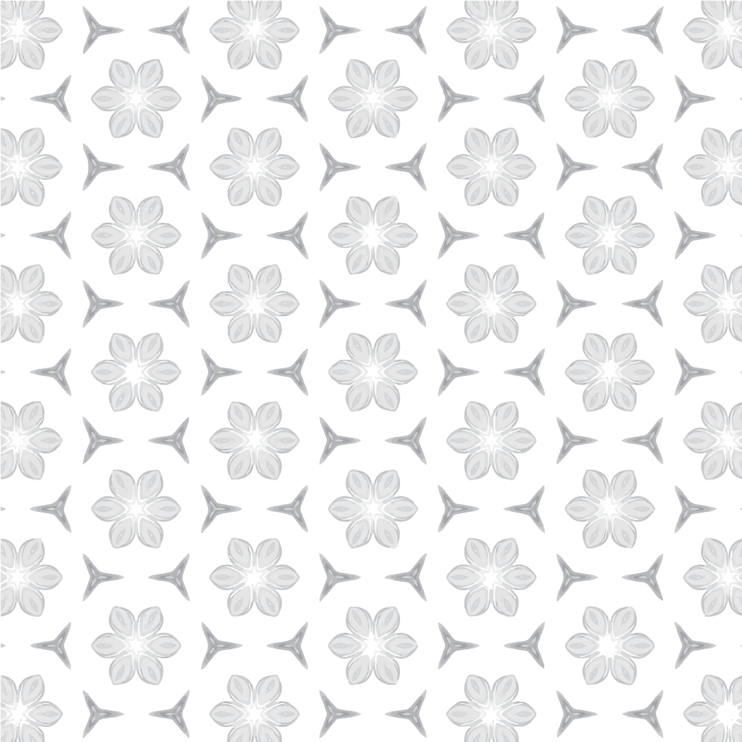 Seamless Transparent White Flowers and Stars Pattern Design