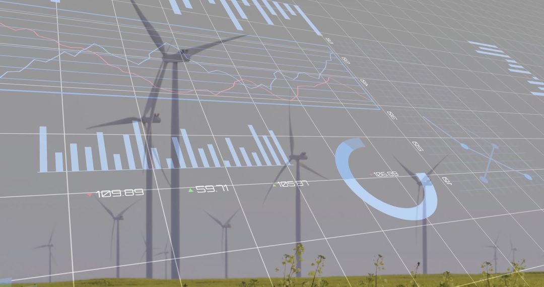 Wind Turbine with Data Visualization Overlay Harnessing Renewable Energy