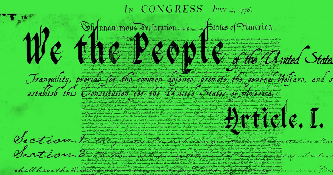 US Constitution Text Animation against Green Background - Free Images, Stock Photos and Pictures on Pikwizard.com